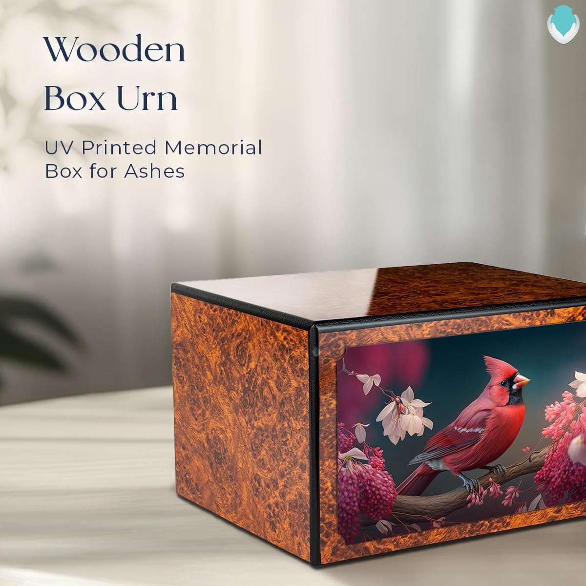 GetUrns Red Cardinal Wooden Urn for Ashes 210lbs