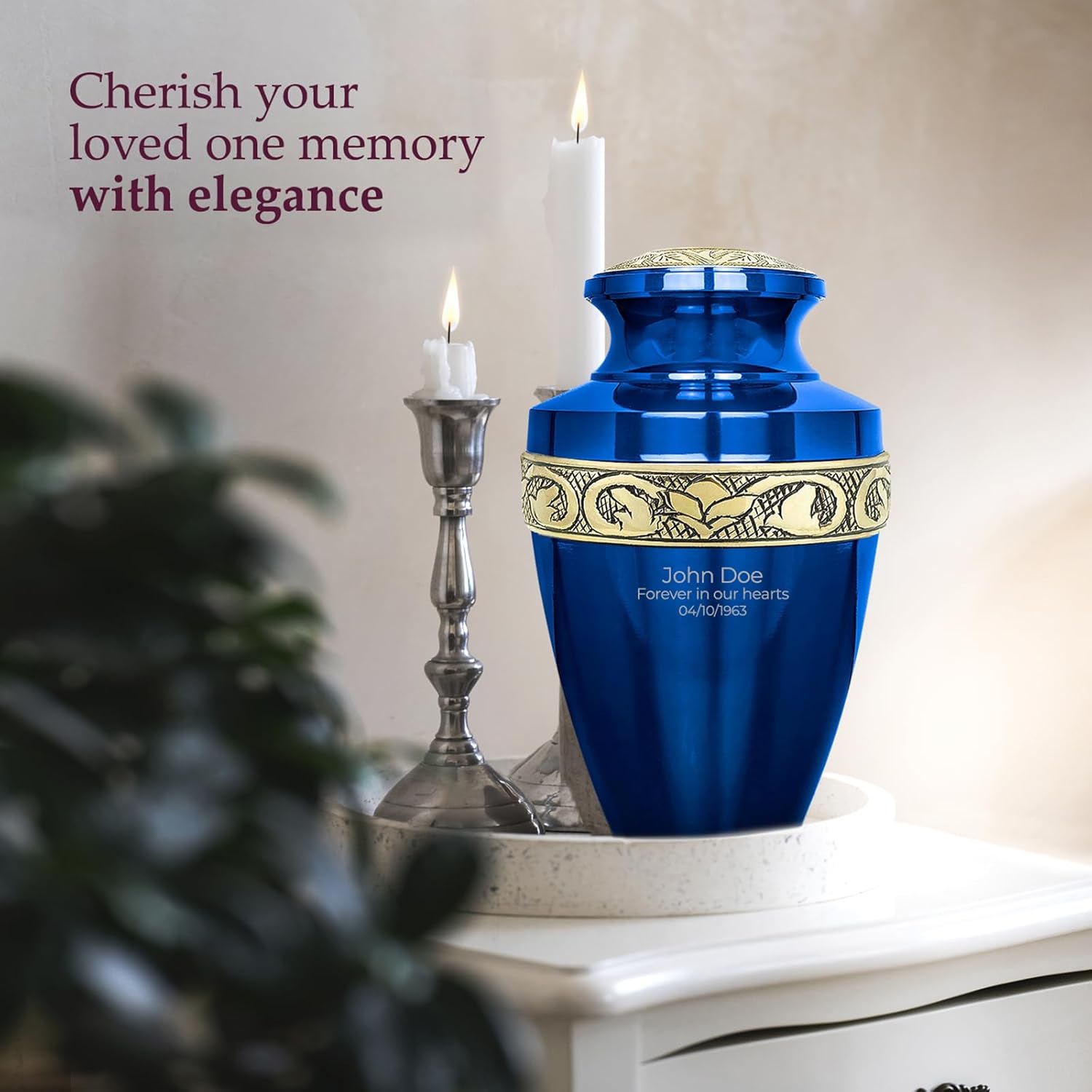 Trupoint Memorials Personalized Cremation Urn - Grecian Blue