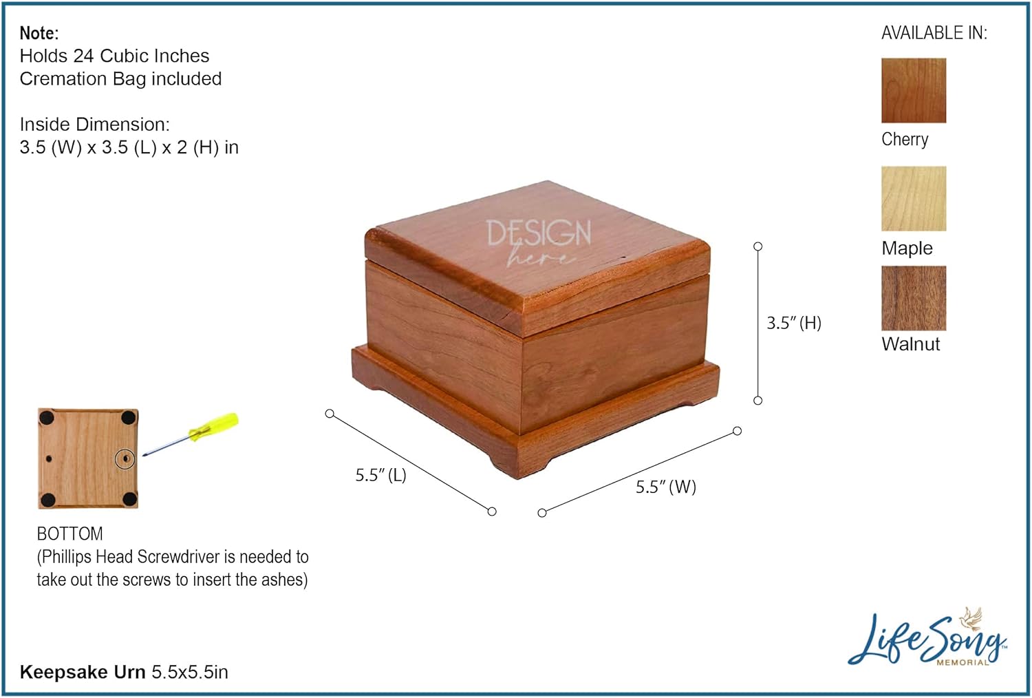 LifeSong Milestones Pet Urn Maple 55x55x35