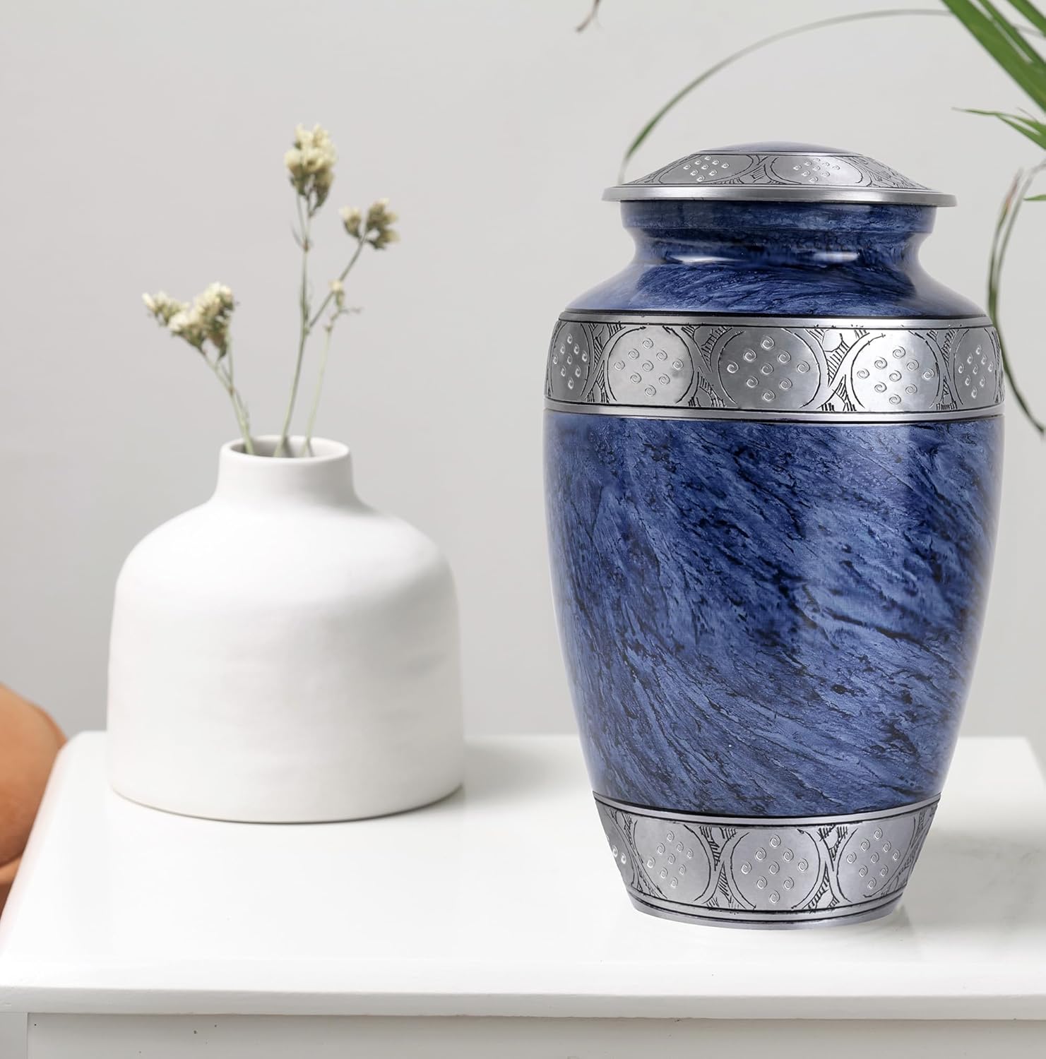YATSKIA Blue Metal Urn for Ashes Mom Dad