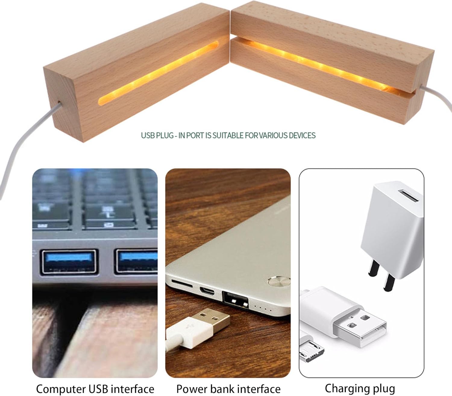 6 Inch Rectangle LED Wood Lighted Display Pedestal