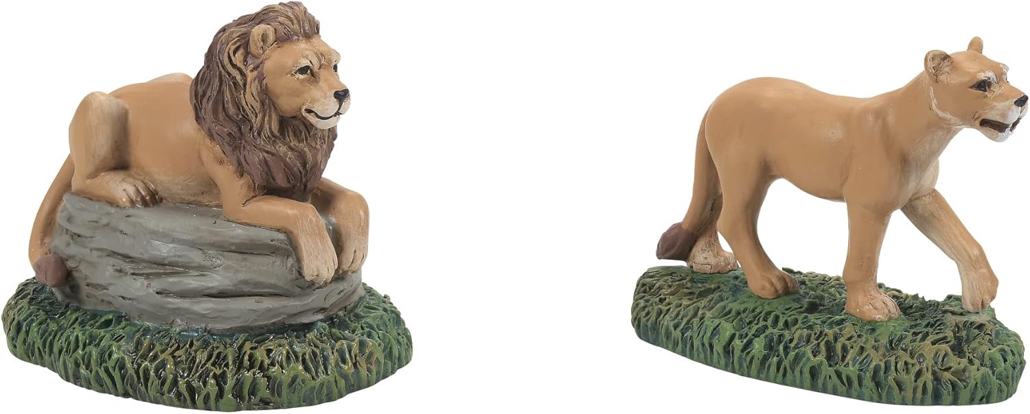 Department 56 Dickens Village Zoological Gardens Lions Figurine Set