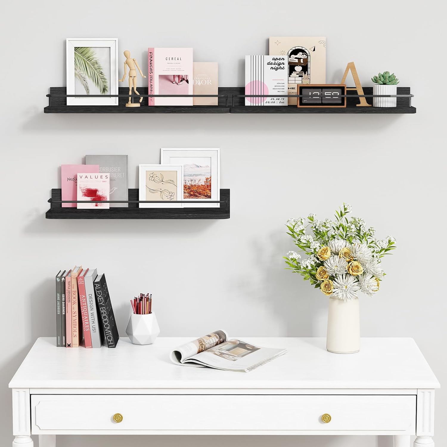 Forbena Black Floating Shelves Set of 3 for Wall