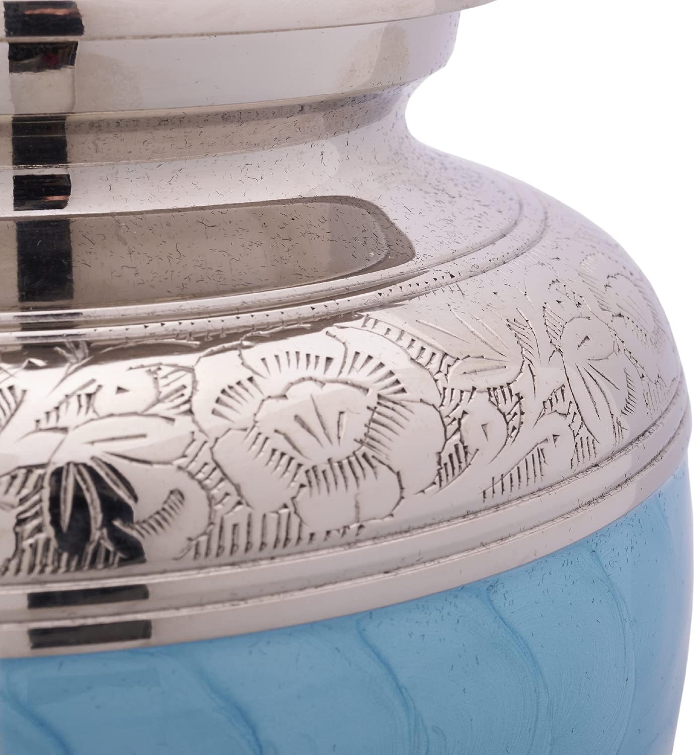 Light Blue Urns for Human Ashes - Handcrafted with Cremation Necklace