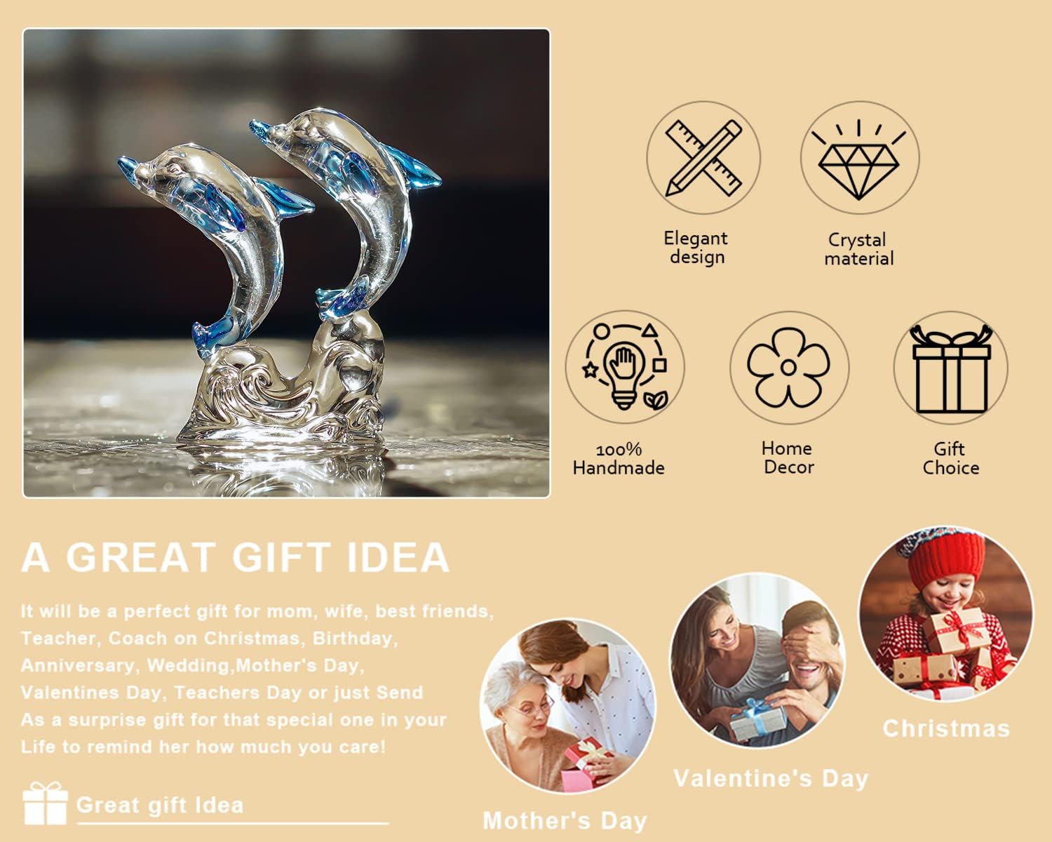 HD Pink Crystal Butterfly with Dolphin Figurine Set