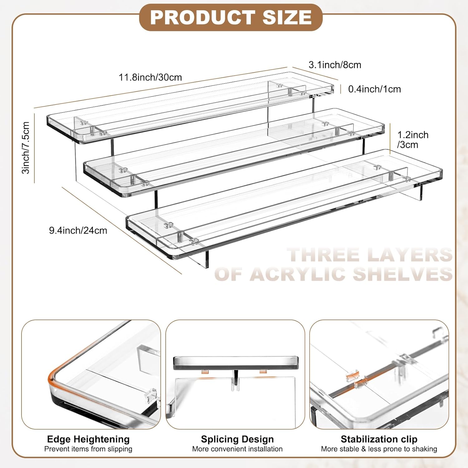 ULENDIS 2 Pack 3 Tier Acrylic Display Stands