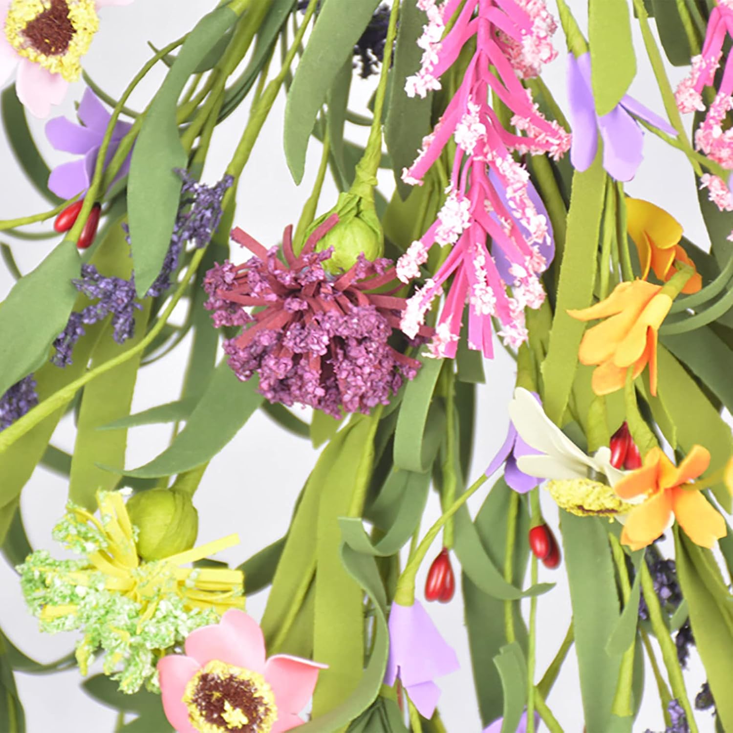 25in Artificial Daisy Teardrop Swag Front Door Decor