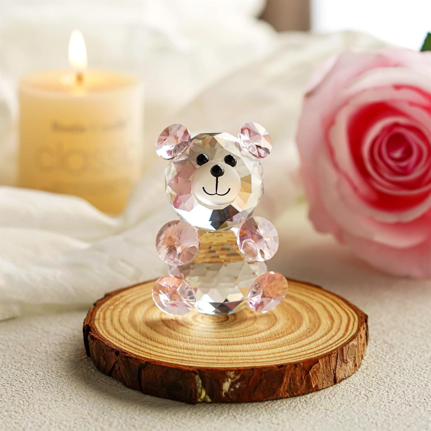 HD Crystal Butterfly Figurine with Base and Little Bear Ornament Collection