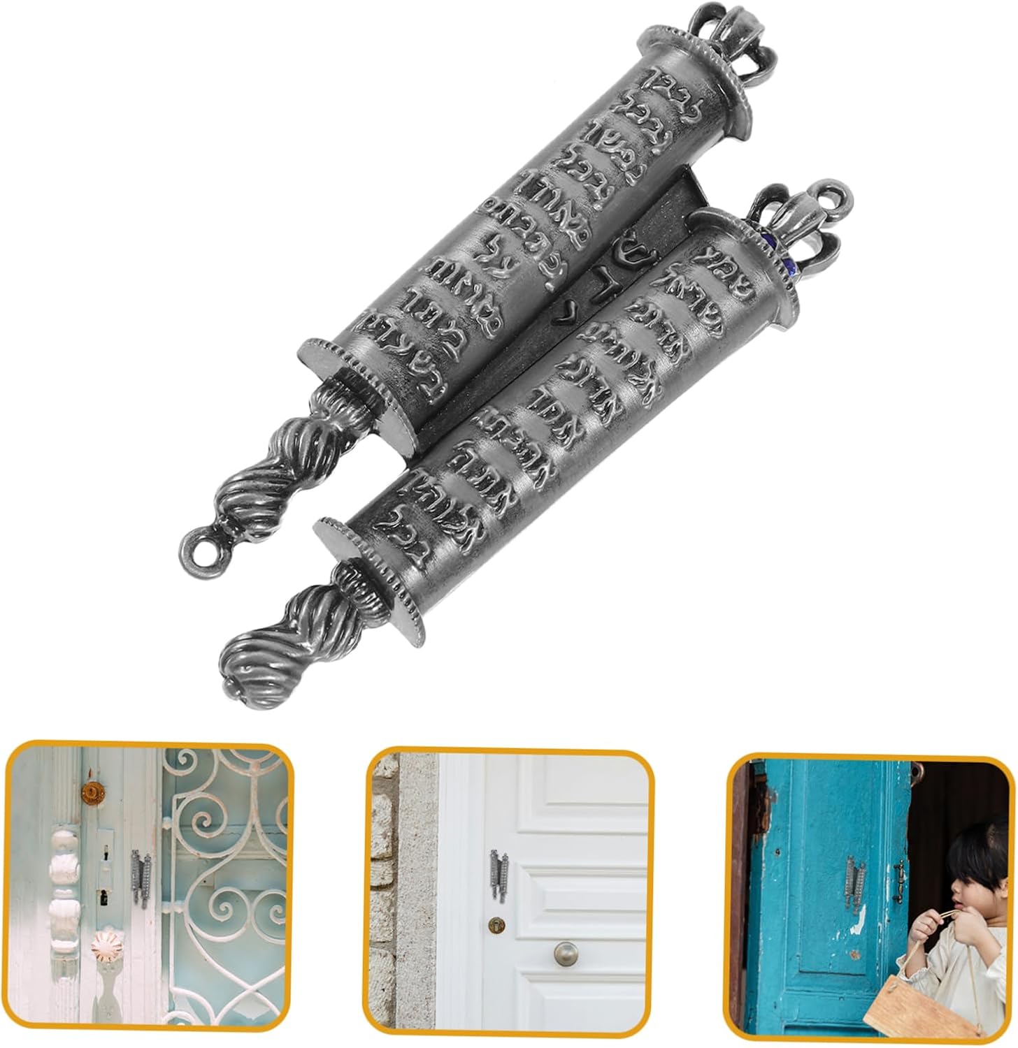 Metal Mezuzah Scroll Jewish Door Blessing Decor
