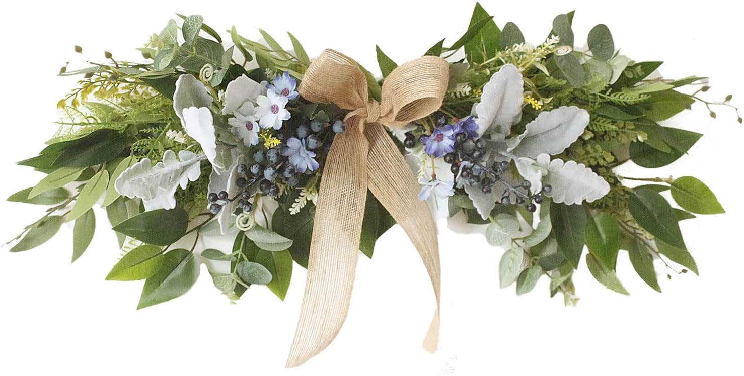 256 Inch Floral Swag with Daisy Flowers and Blue Berries