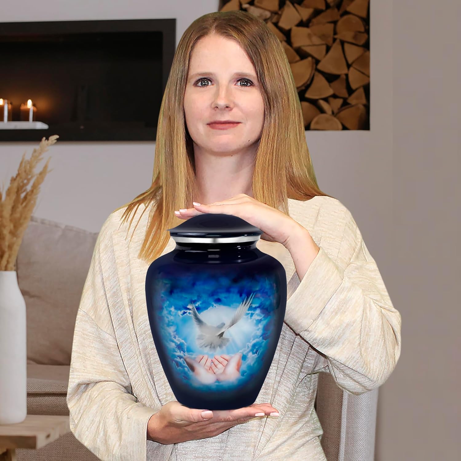 Trupoint Memorials Large Blue Dove Cremation Urn