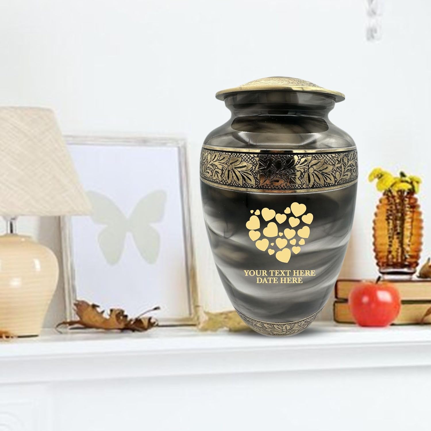Custom Cremation Urn With Heart Design - Personalized Engraving Suzesta Series