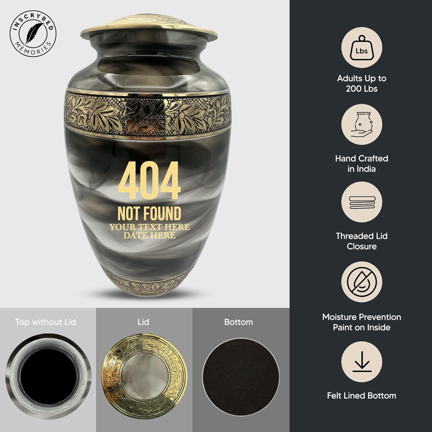 Custom Cremation Urn with Tech Design and Engraving