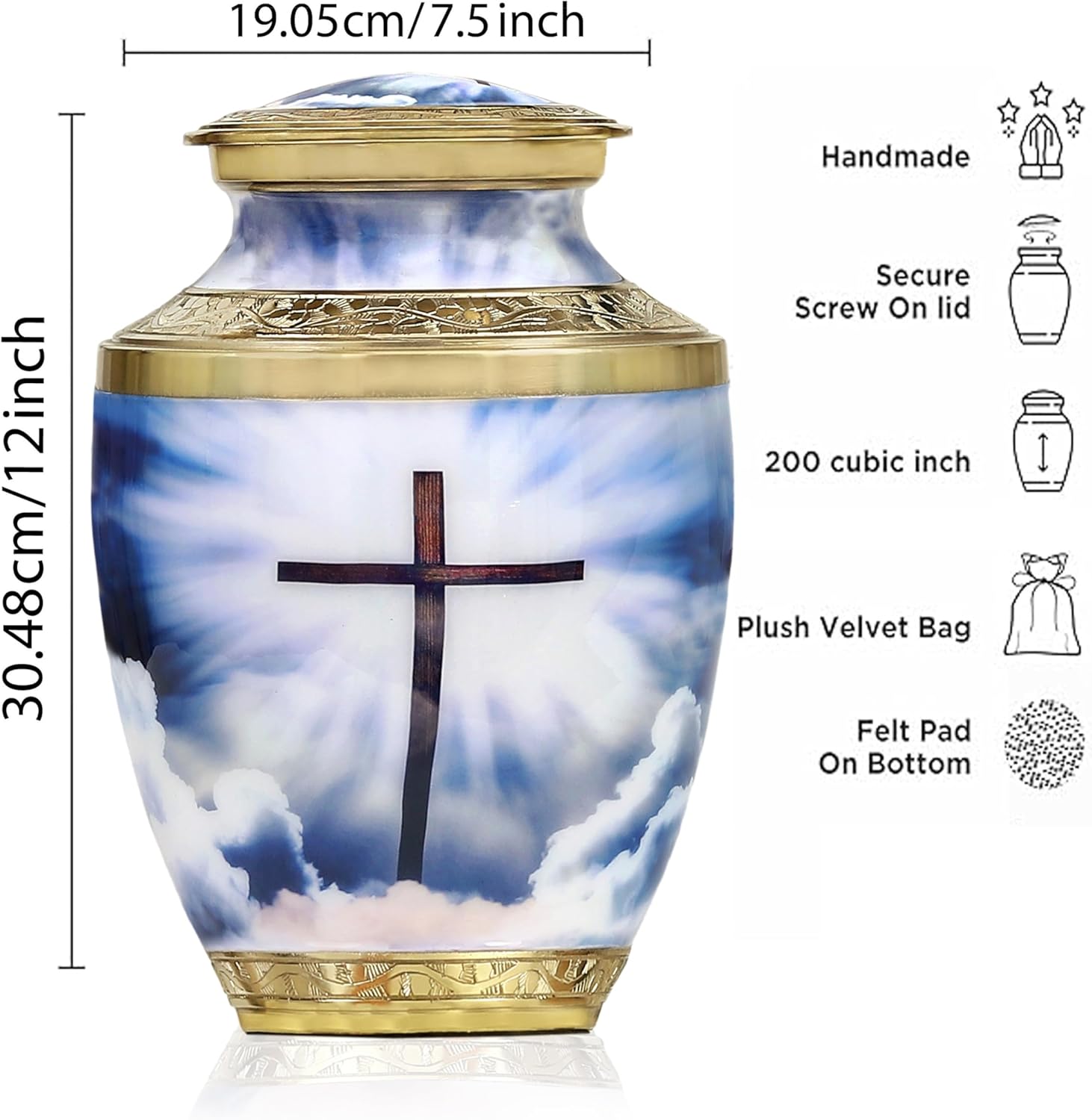 Heavenly Cross Cremation Urn for Human Ashes
