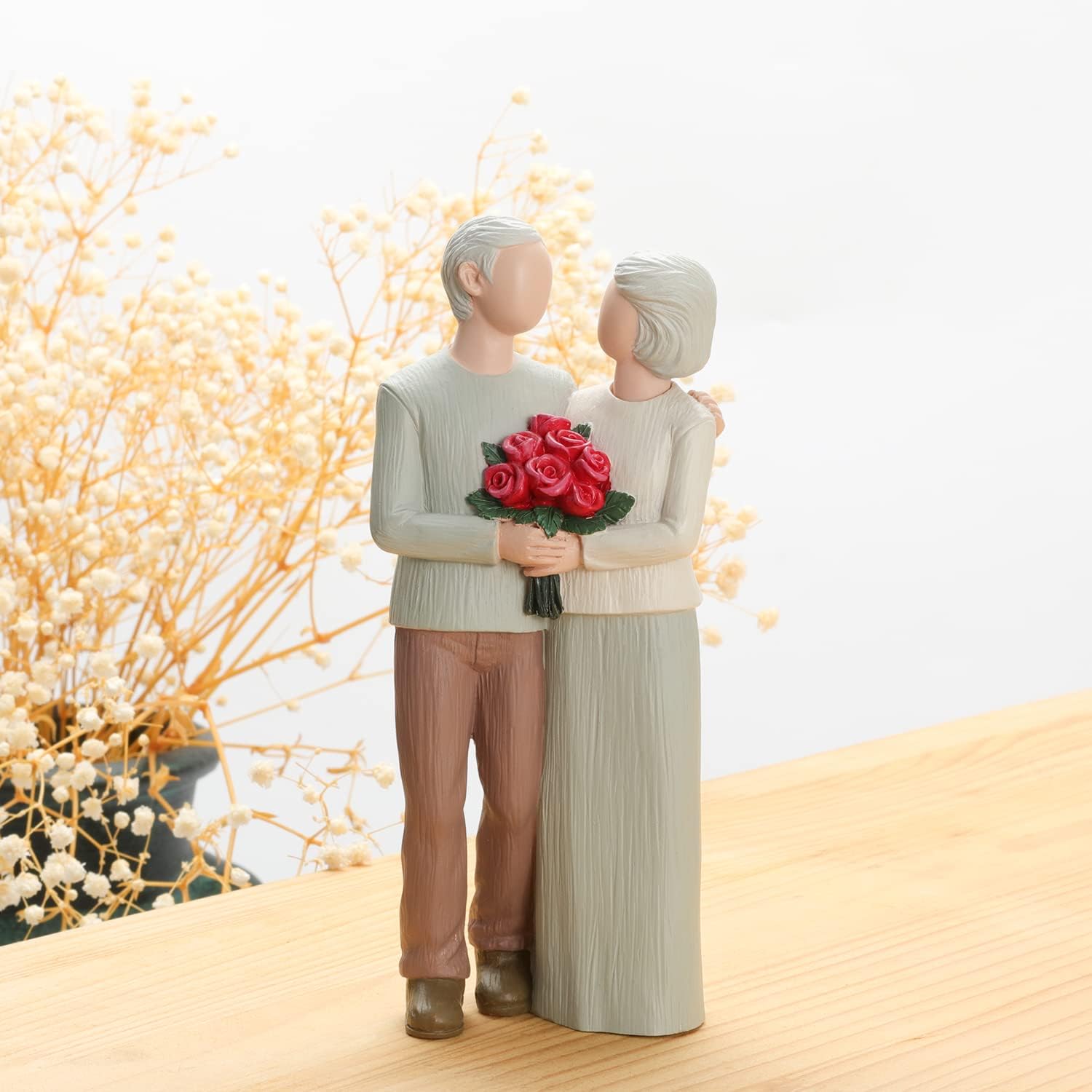 Loving Elderly Couple Figurines for Home Decoration