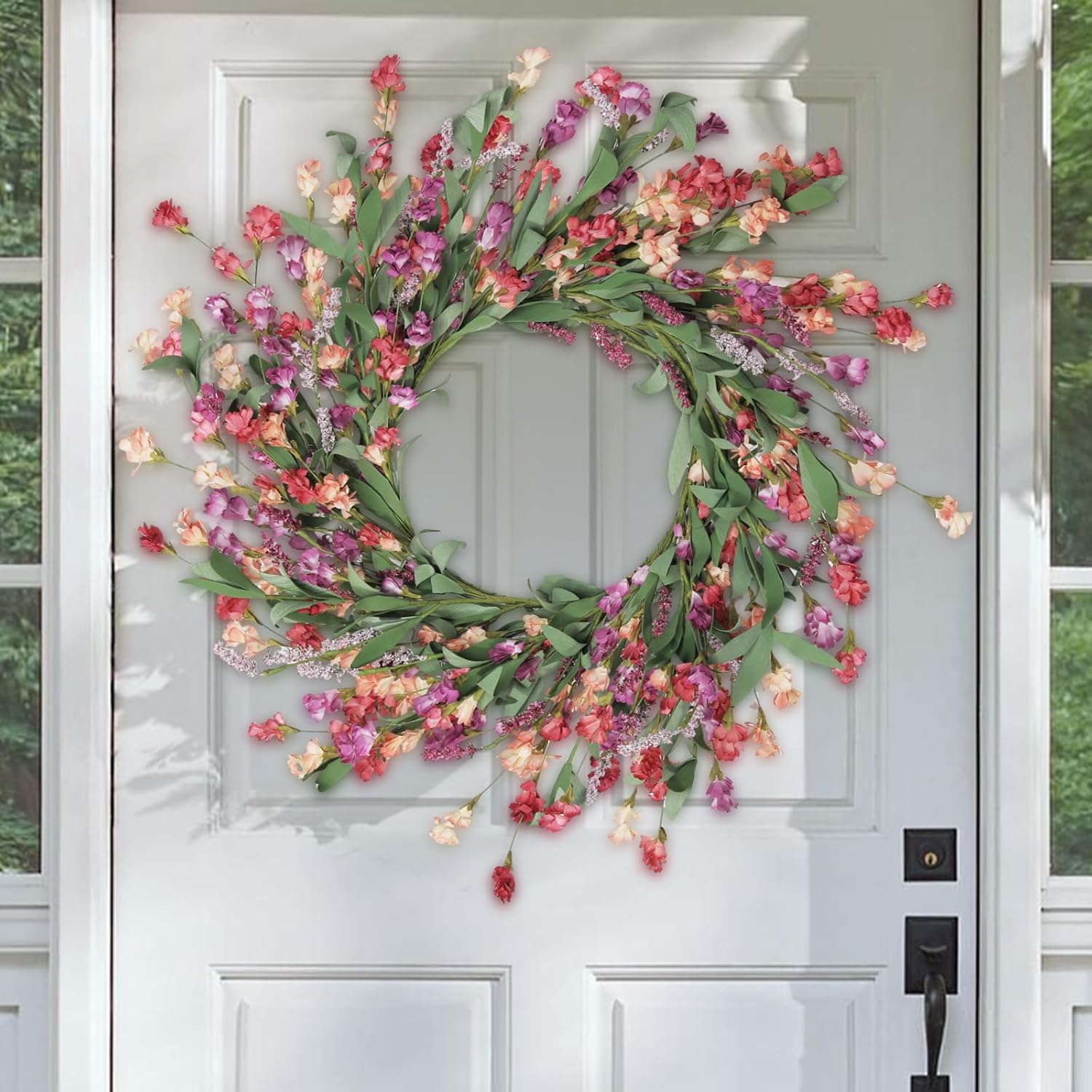 Artgar 24 Inch Front Door Wreath Red Orange Purple