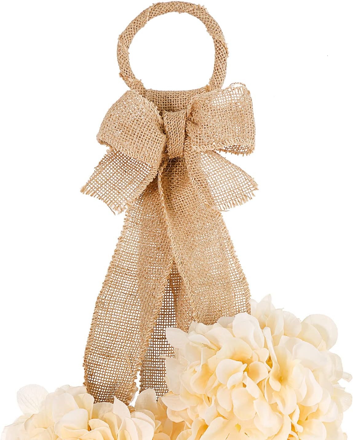 Farmhouse Cream Hydrangea Swag with Burlap Ribbon Tie - 23 Inches