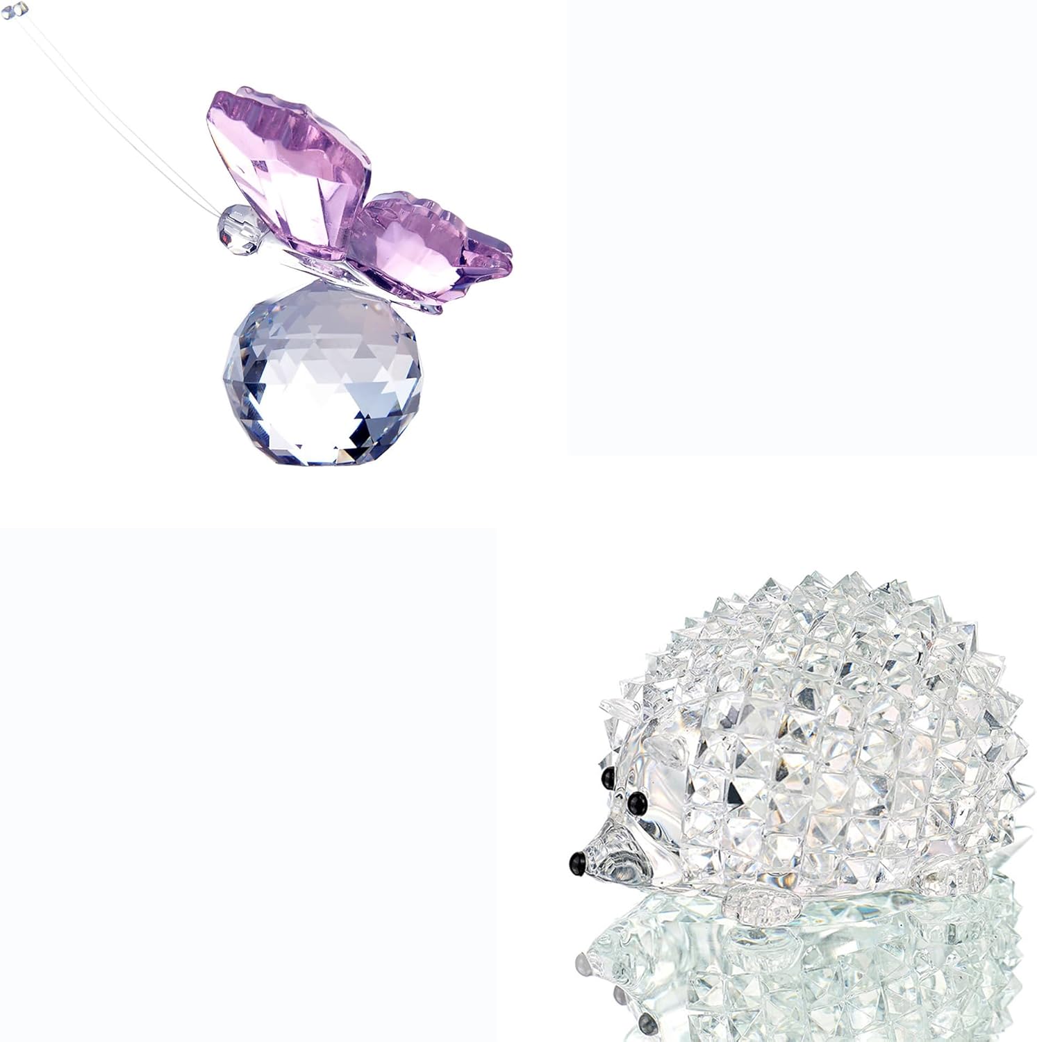 HD Crystal Butterfly and Hedgehog Figurine Collection