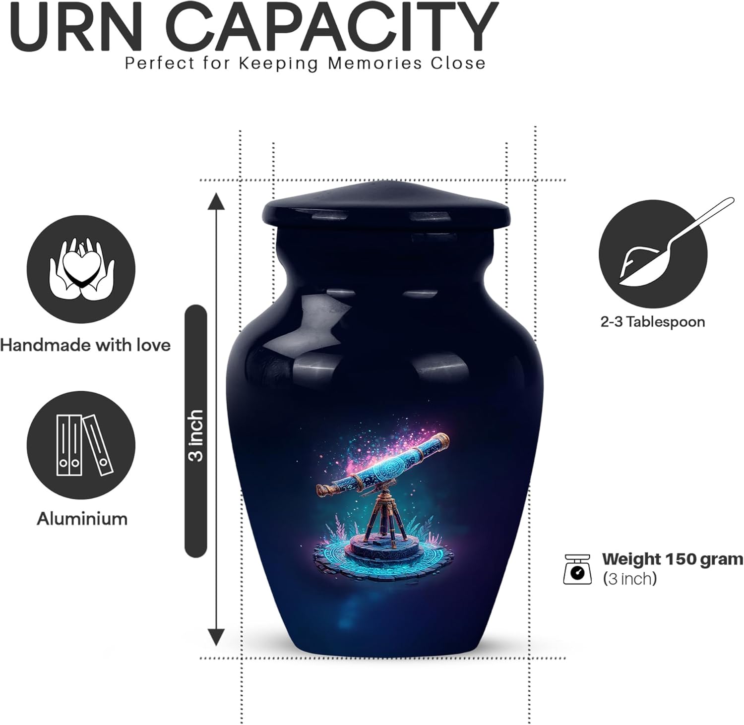YATSKIA Blue Telescope Urn for Adult Ashes