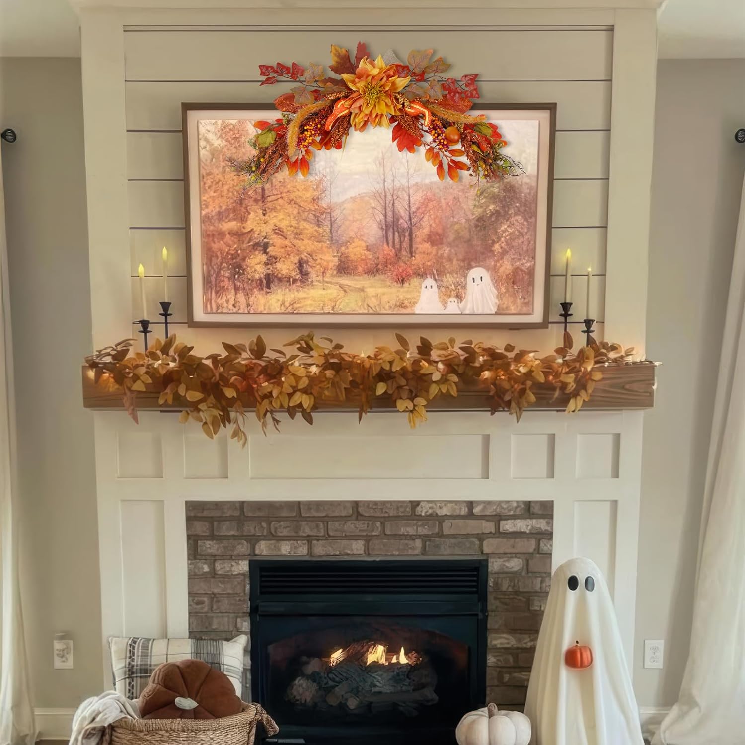 Orange Dahlia Fall Swag for Front Door and Wedding Arch