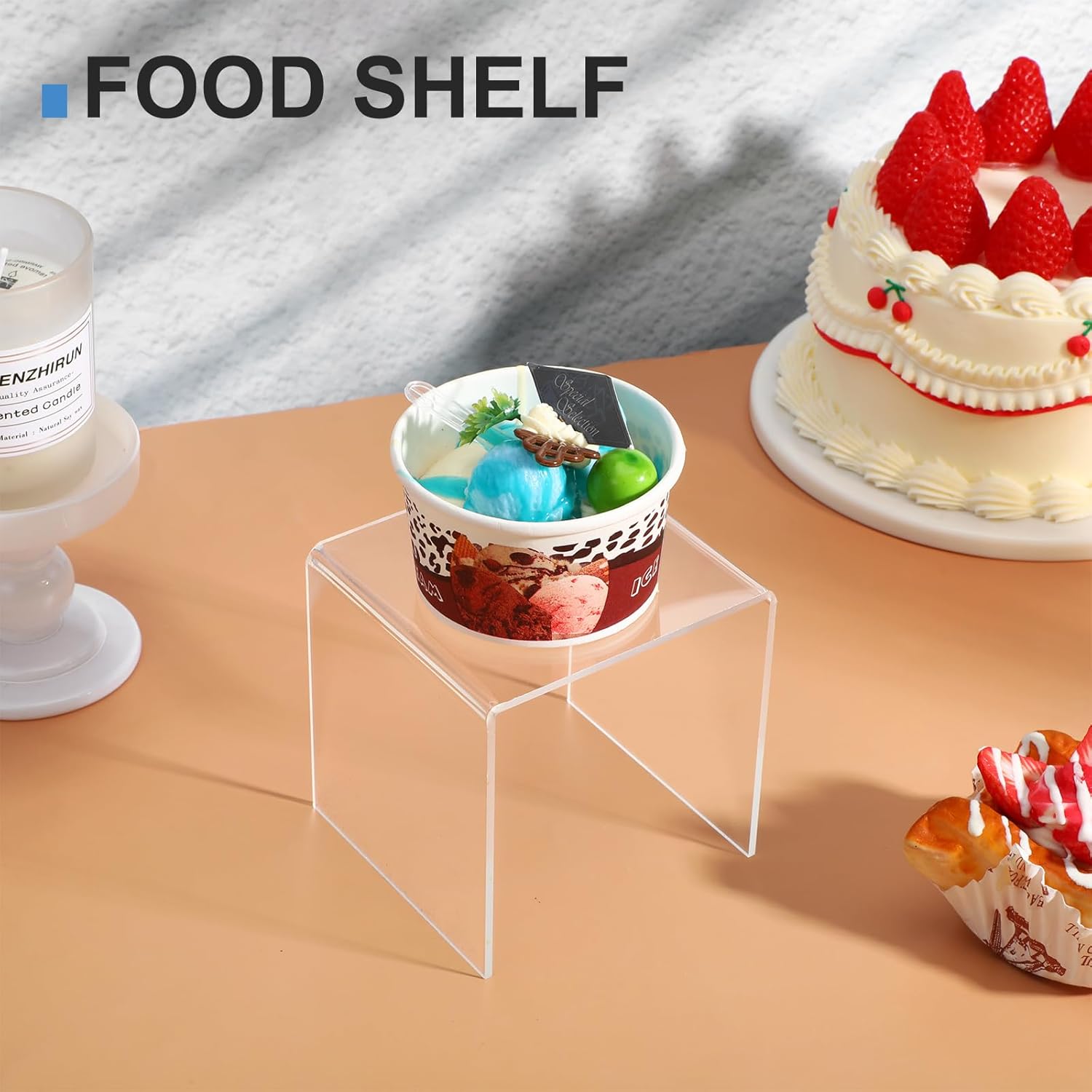 8 Pack Clear Acrylic Riser Display Stand For Cupcakes And Crafts