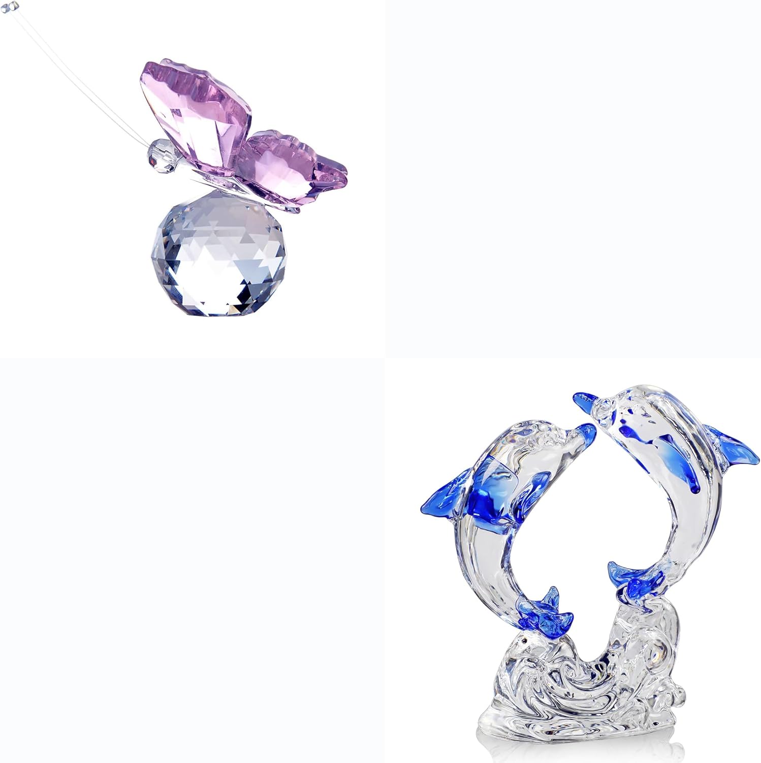 HD Pink Crystal Butterfly with Crystal Ball Base Figurine