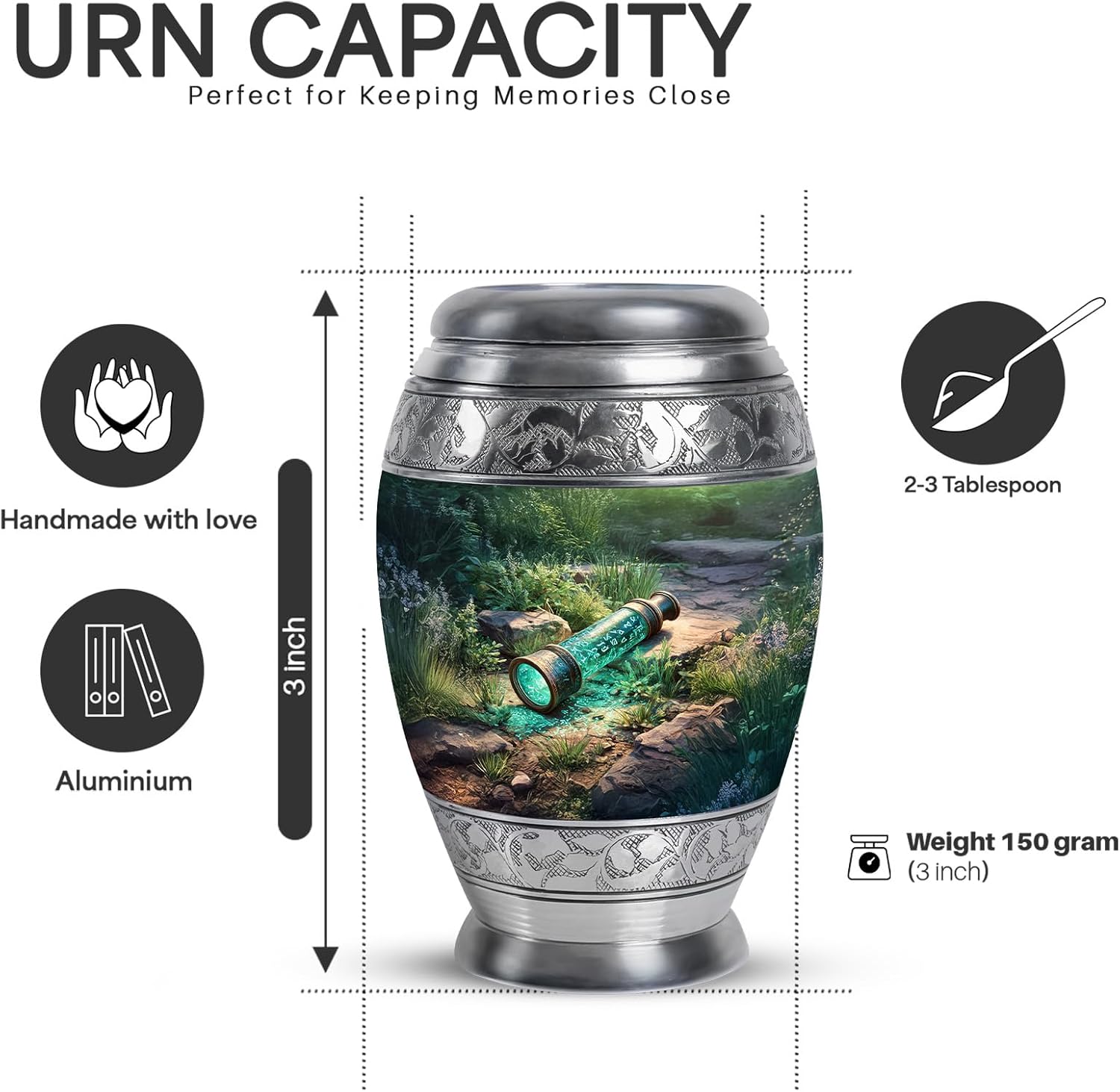 YATSKIA Green Telescope Urn for Human Ashes