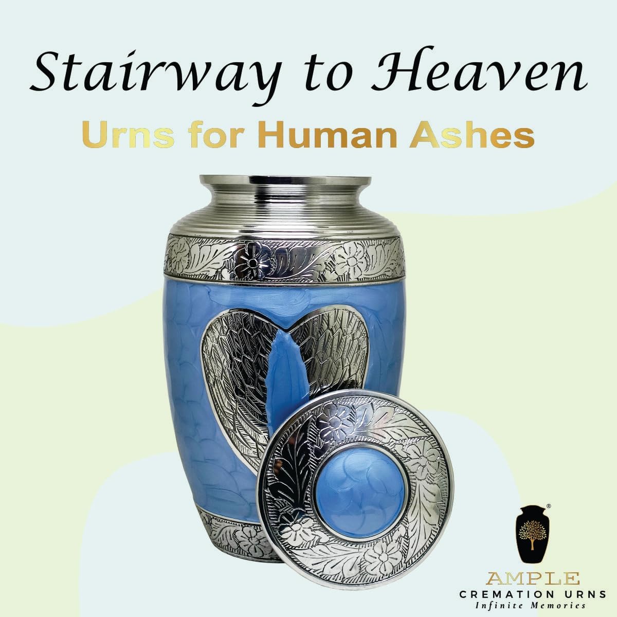 Handcrafted Memorial Urn with Secure Lid and Loving Angel Design