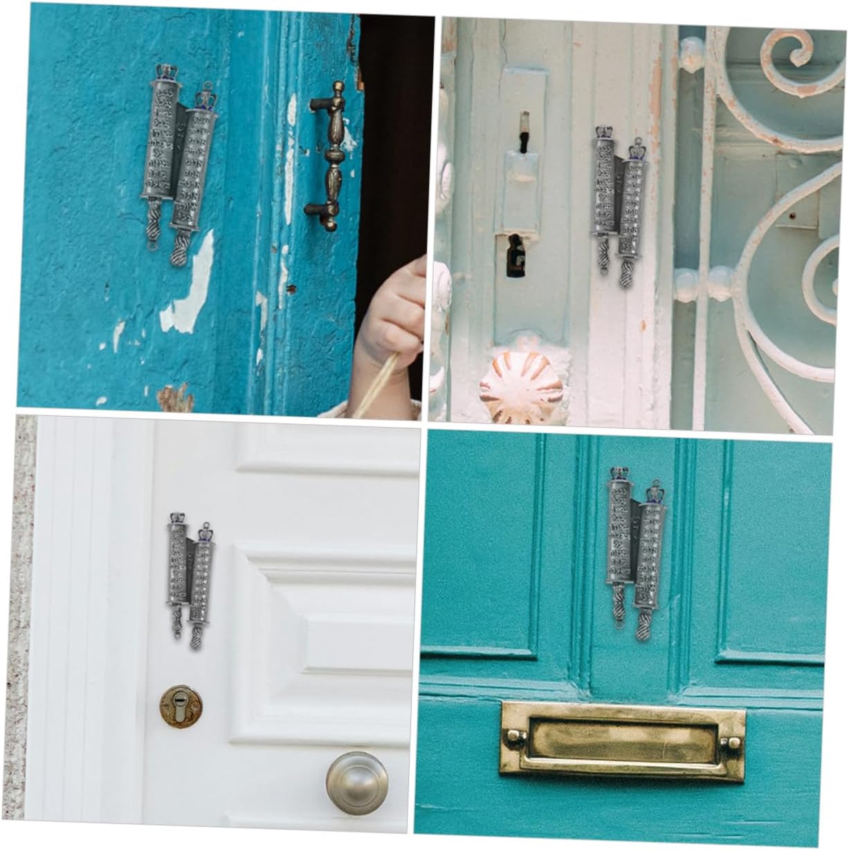 STOBAZA 1set Metal Mezuzah Scroll Decor with Protective Case