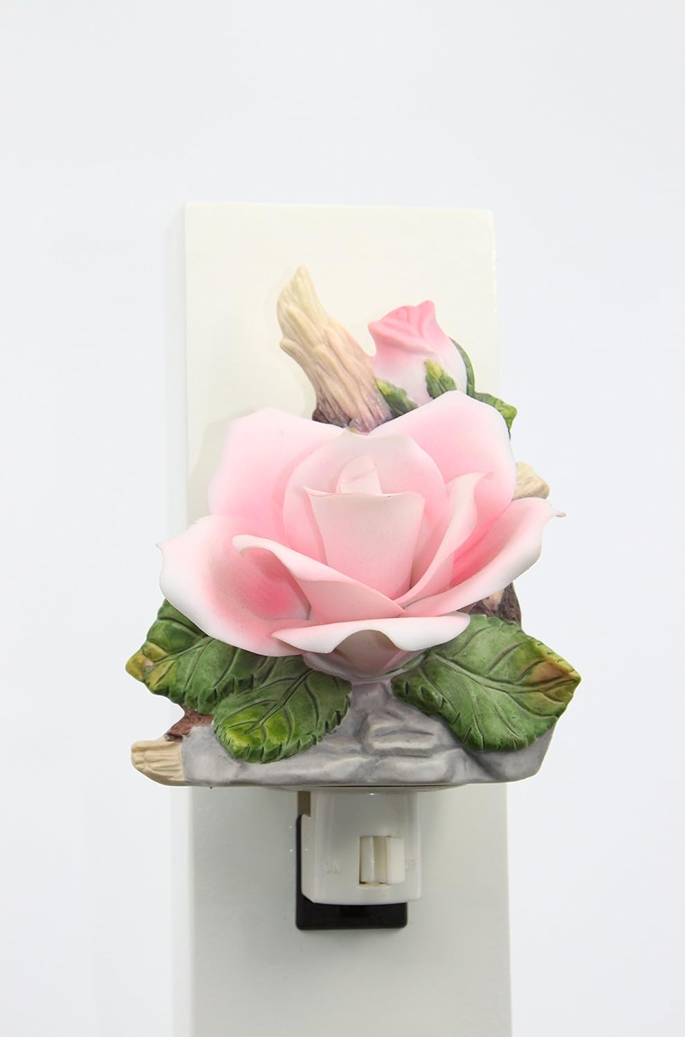 Cosmos 2121 Fine Porcelain Lighted Pink Rose Night Light