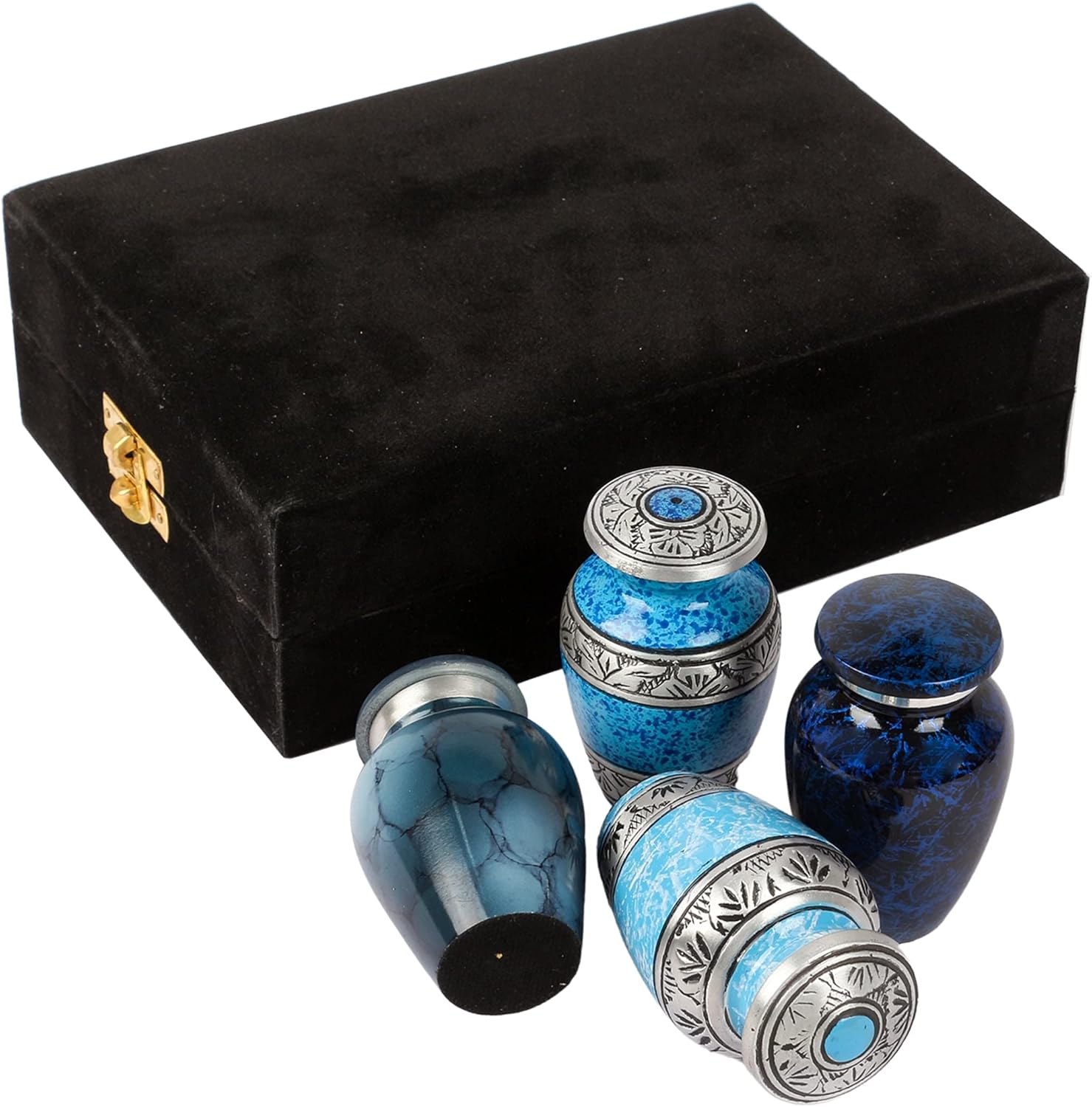 Mini Urns Set of 4 for Human Ashes Blue