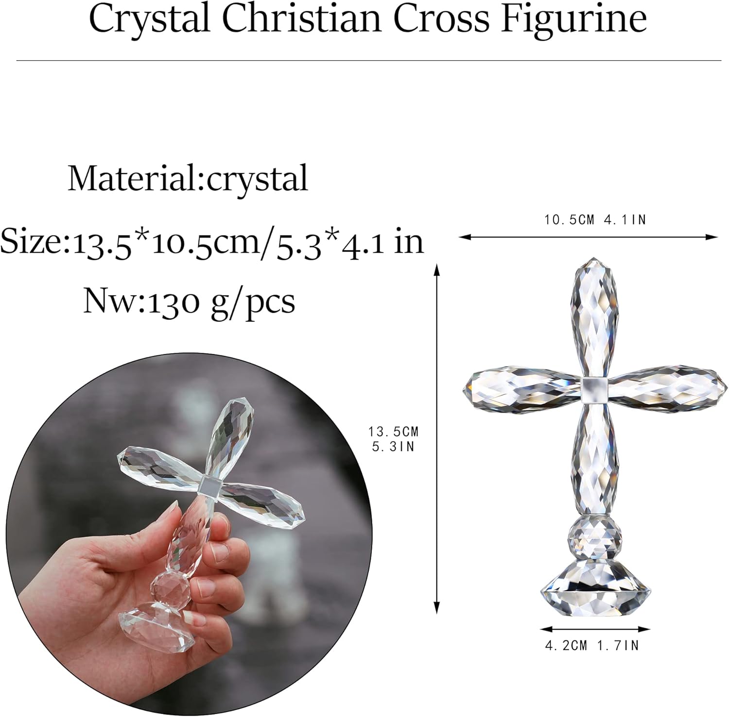 HD Crystal Cross Decor with 7pcs Glass Balls