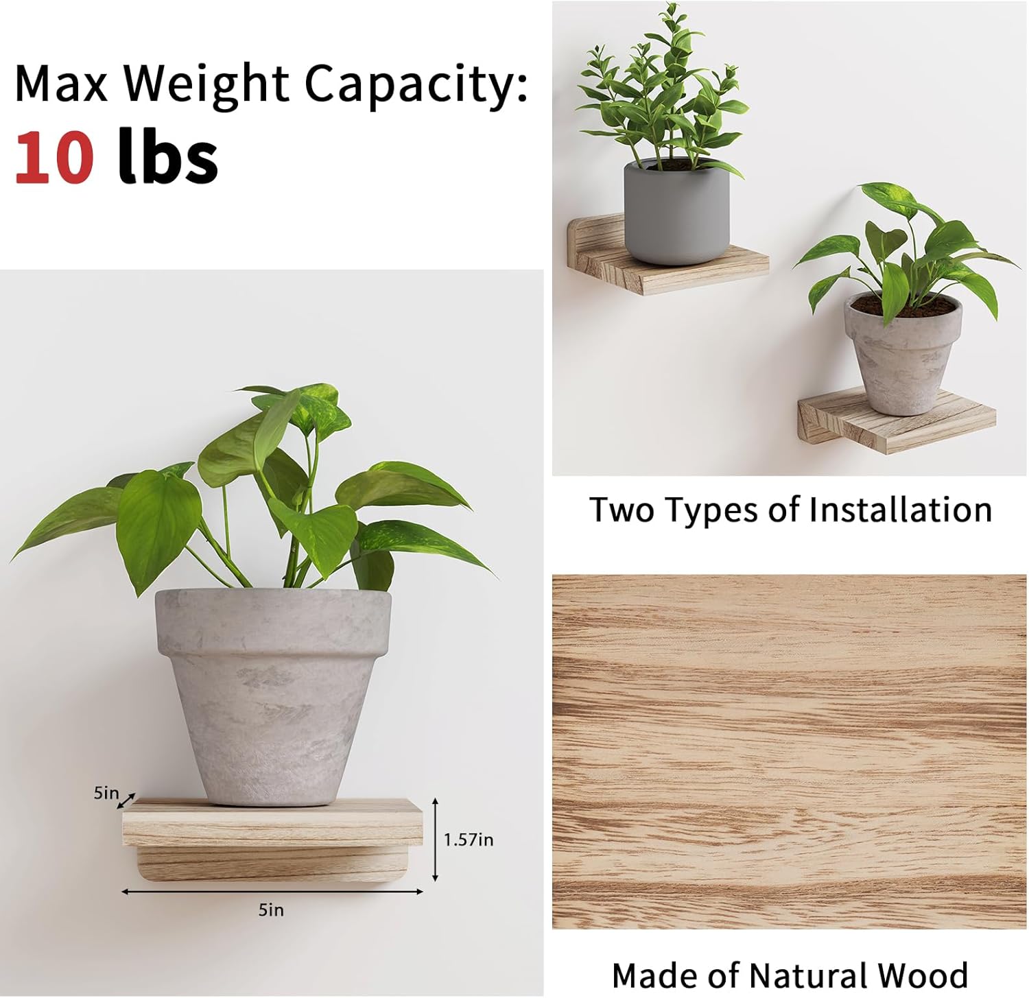 Fixwal Floating Shelves Set of 4 Carbonized Black