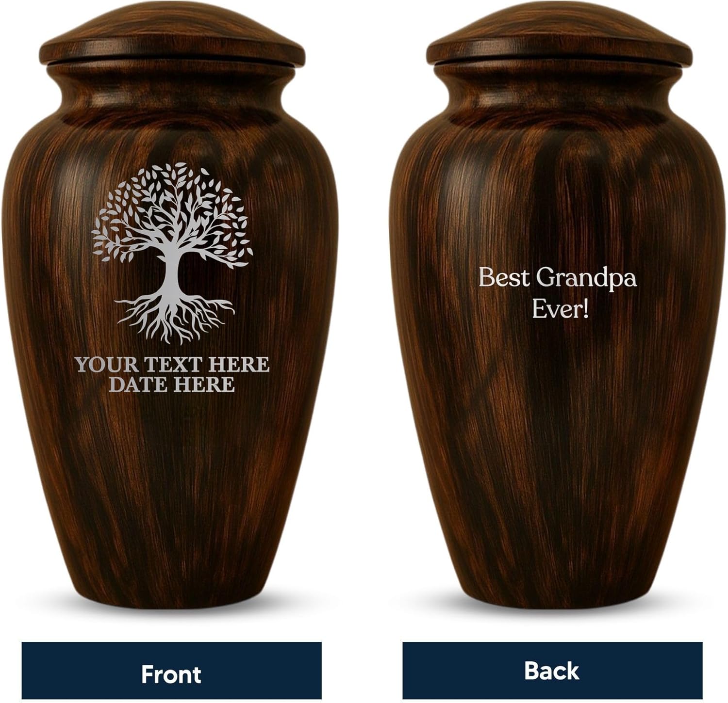 Custom Cremation Urn with Painted Wood Finish and Tree of Life Design