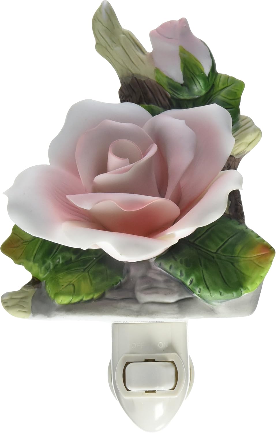 Cosmos 2121 Fine Porcelain Lighted Pink Rose Night Light