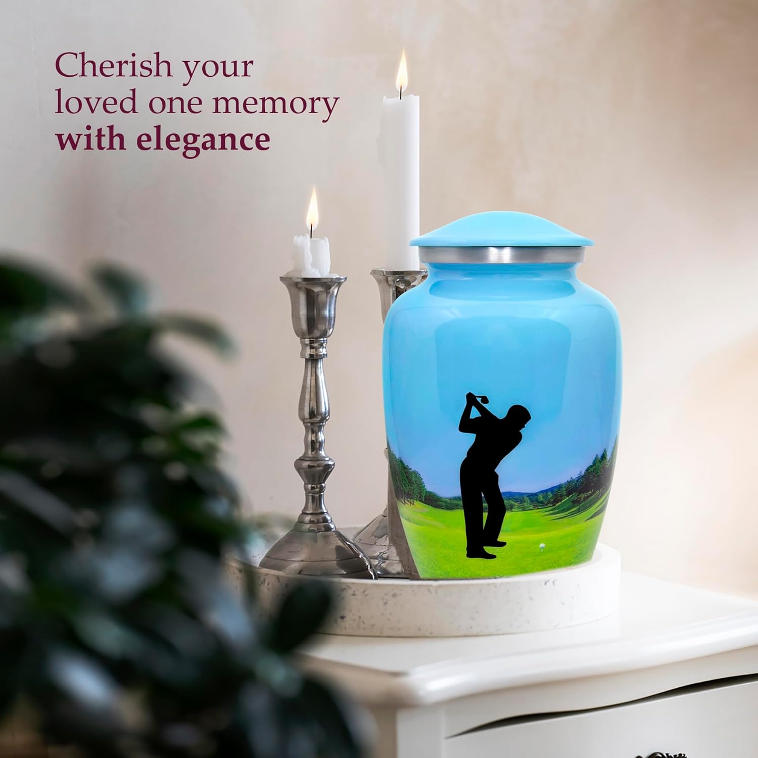 Trupoint Memorials Cremation Urn for Ashes - Blue Green Golf Design