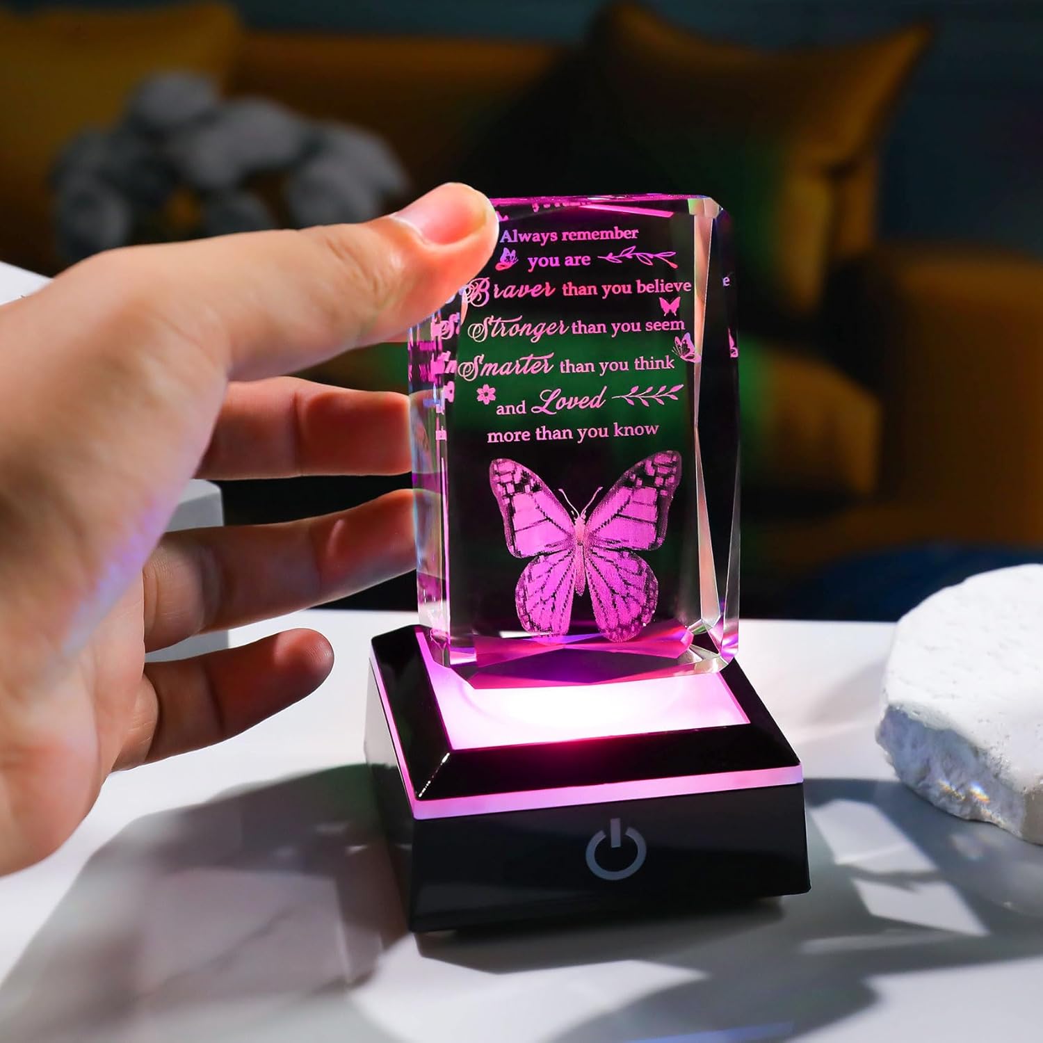 Movdyka 3D Crystal Butterfly Inspirational Gift with LED Base