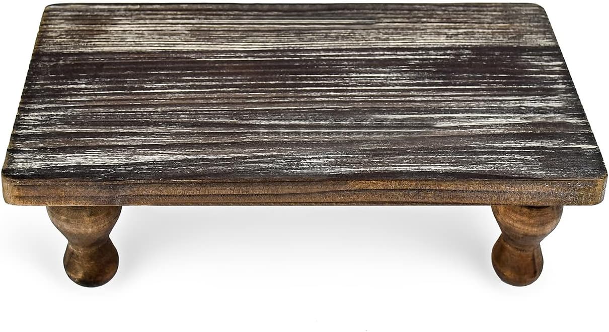Rustic Brown Wooden Riser with Pedestal for Home Decor
