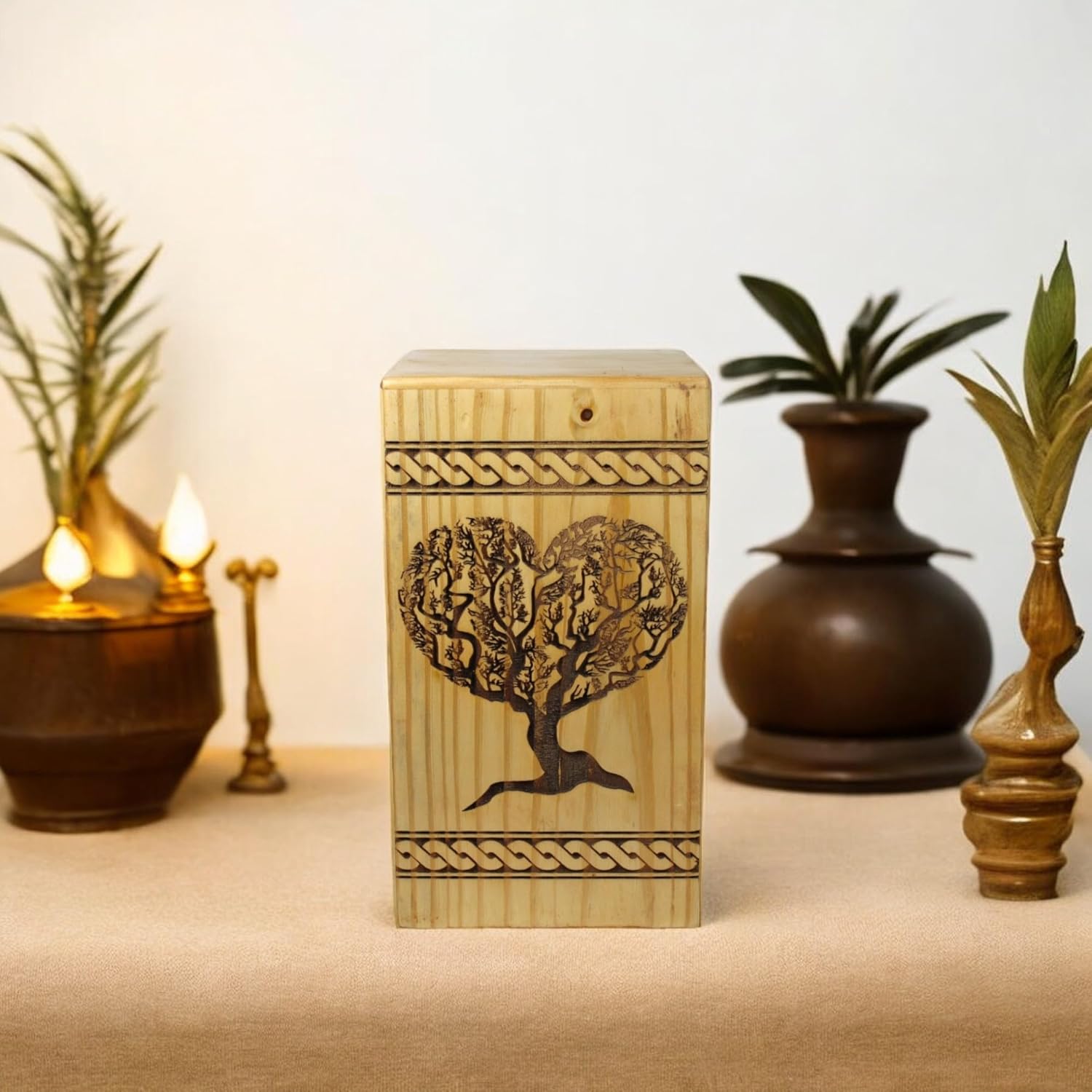Handcrafted Wooden Urn for Ashes with Personalized Engraving
