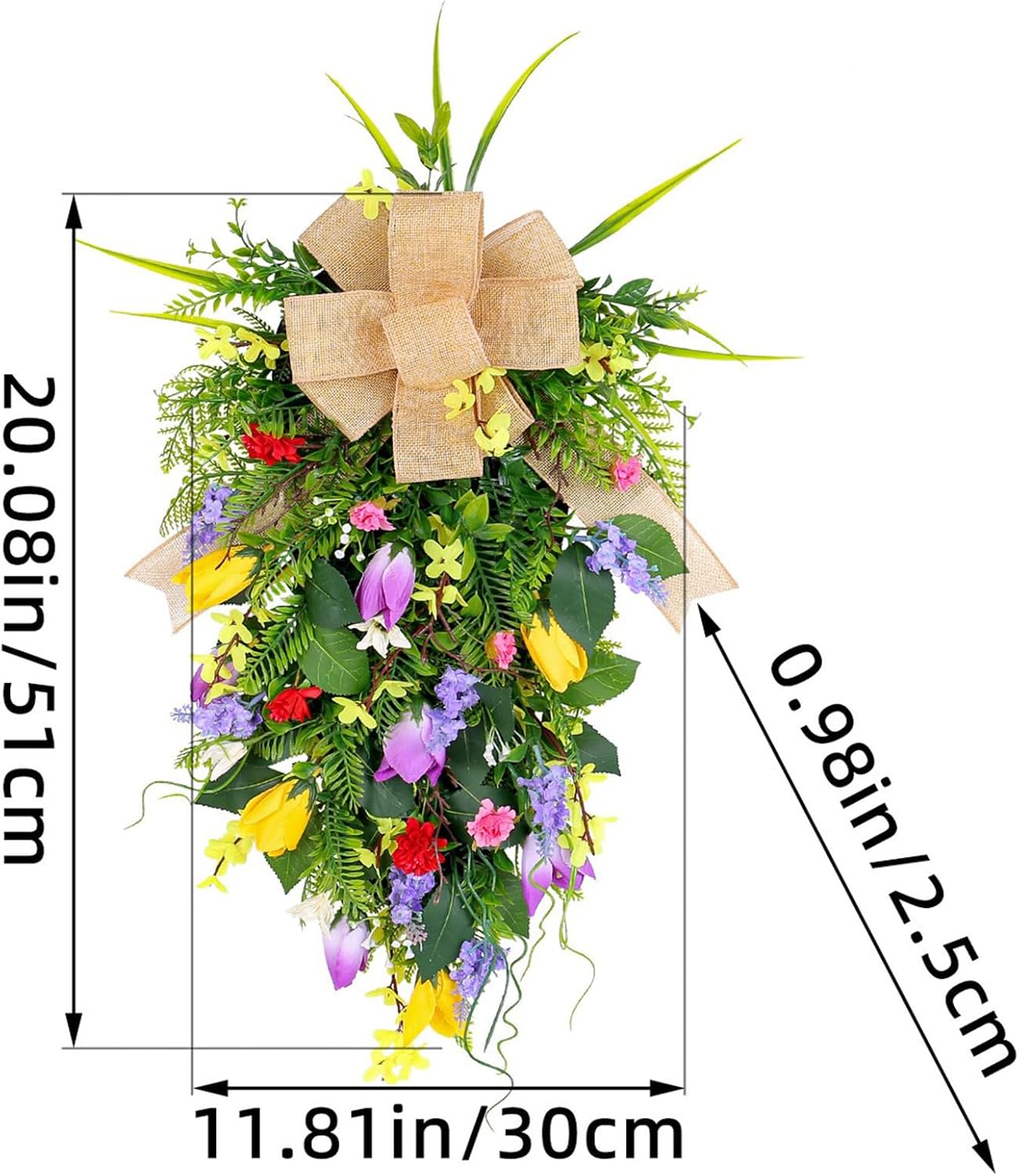 Tulips Teardrop Swag Decor Spring Door Hanging Wreath