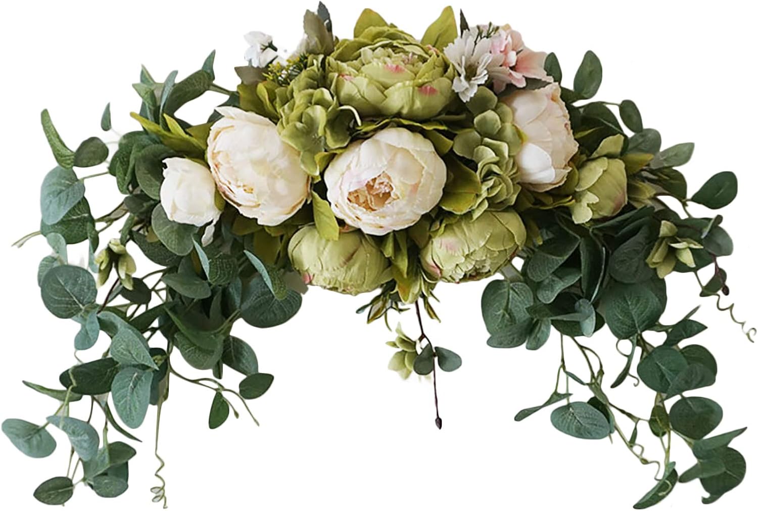 30 Inch Artificial Flower Swag Red Peony Arch Wreath