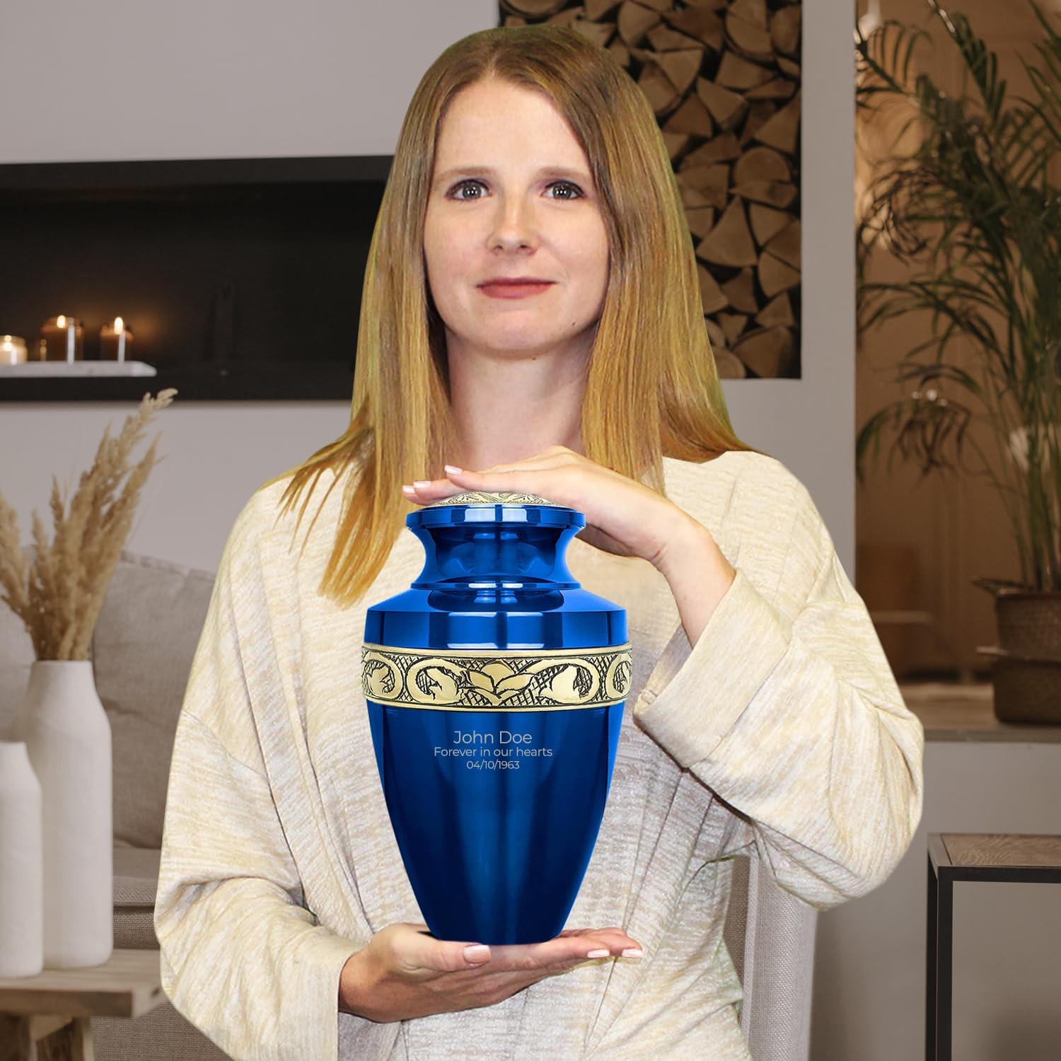Trupoint Memorials Personalized Cremation Urn - Grecian Blue