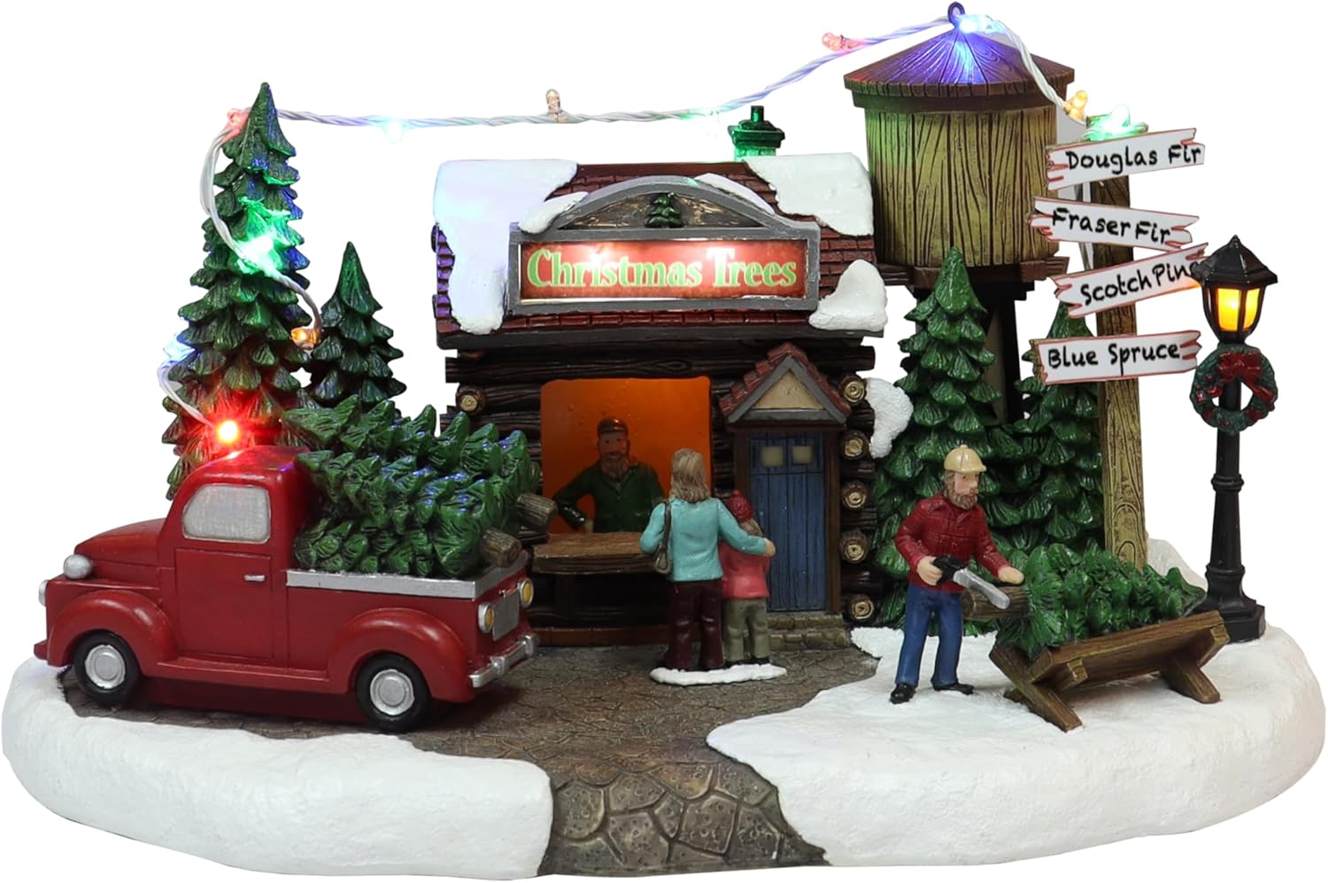 Moments in Time Christmas Tree Lot with LED Light and Music