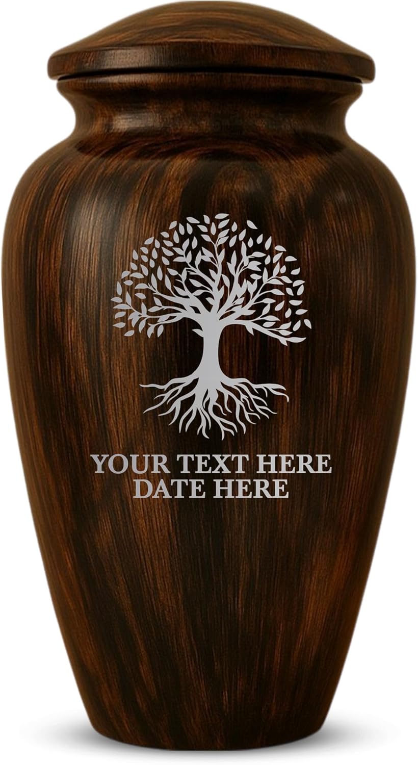 Custom Cremation Urn with Painted Wood Finish and Tree of Life Design