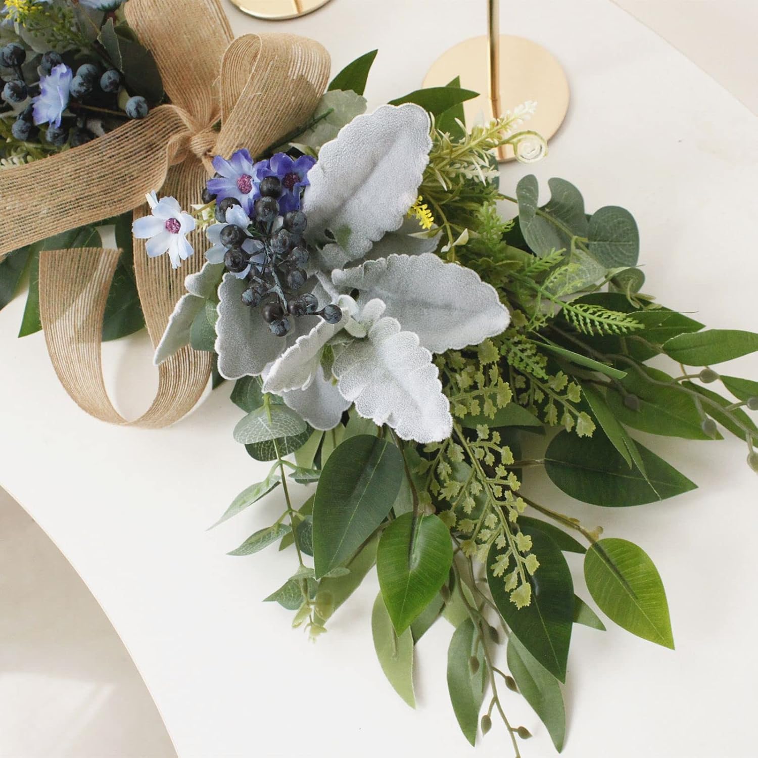 256 Inch Floral Swag with Daisy Flowers and Blue Berries