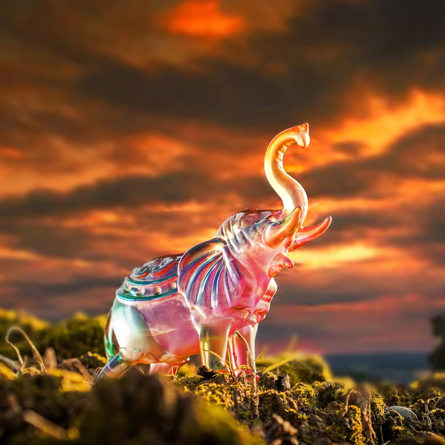 HD Pink Crystal Butterfly and Elephant Figurine Set