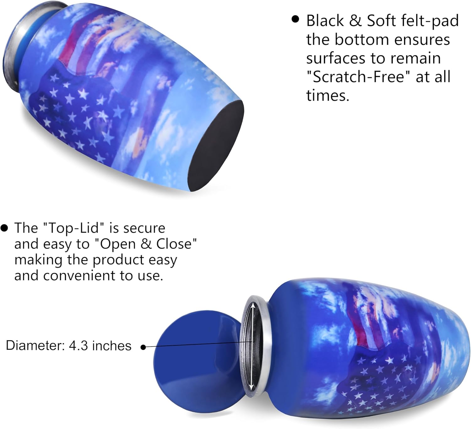 MEILINXU Blue Flag Patriotic Adult Urn