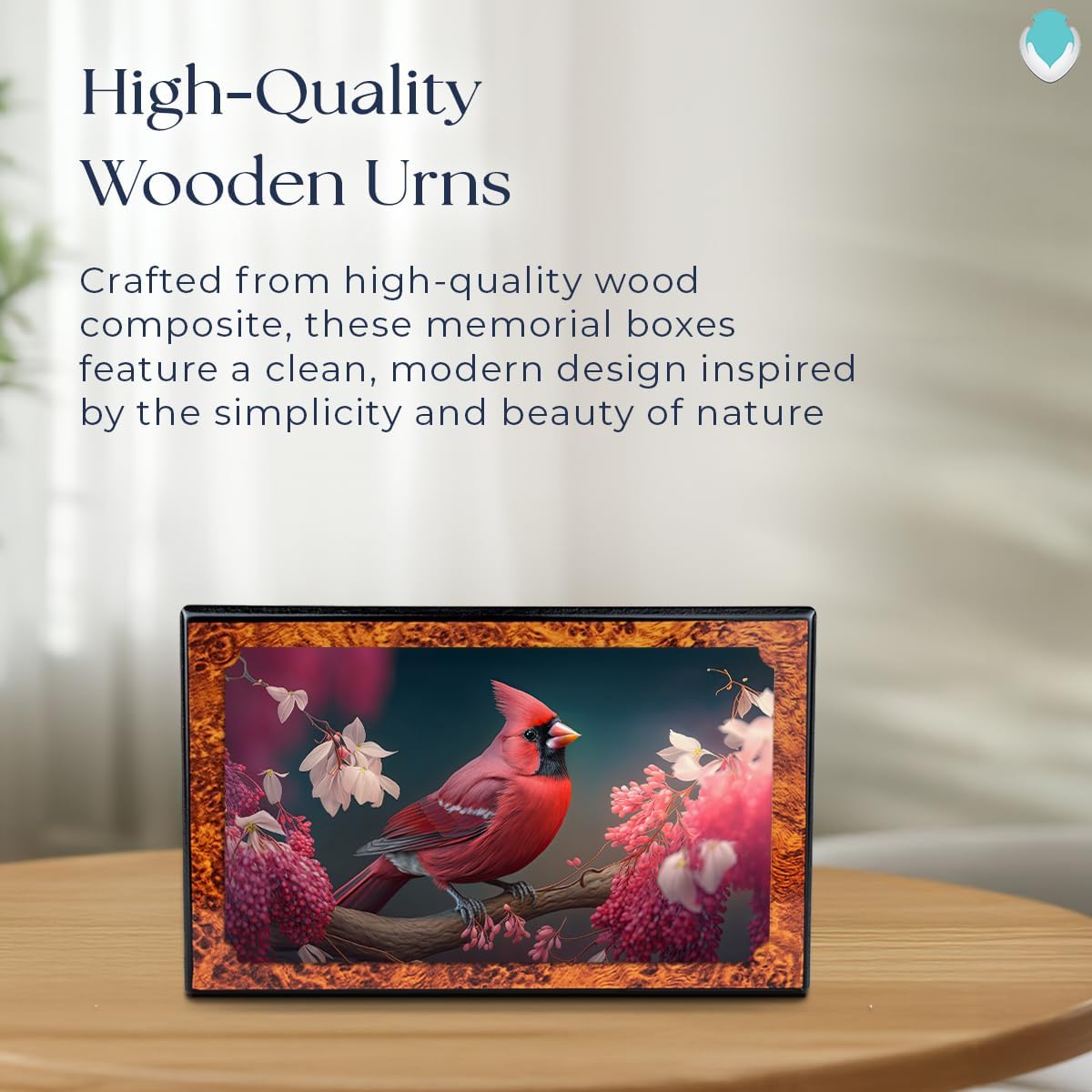 GetUrns Red Cardinal Wooden Urn for Ashes 210lbs