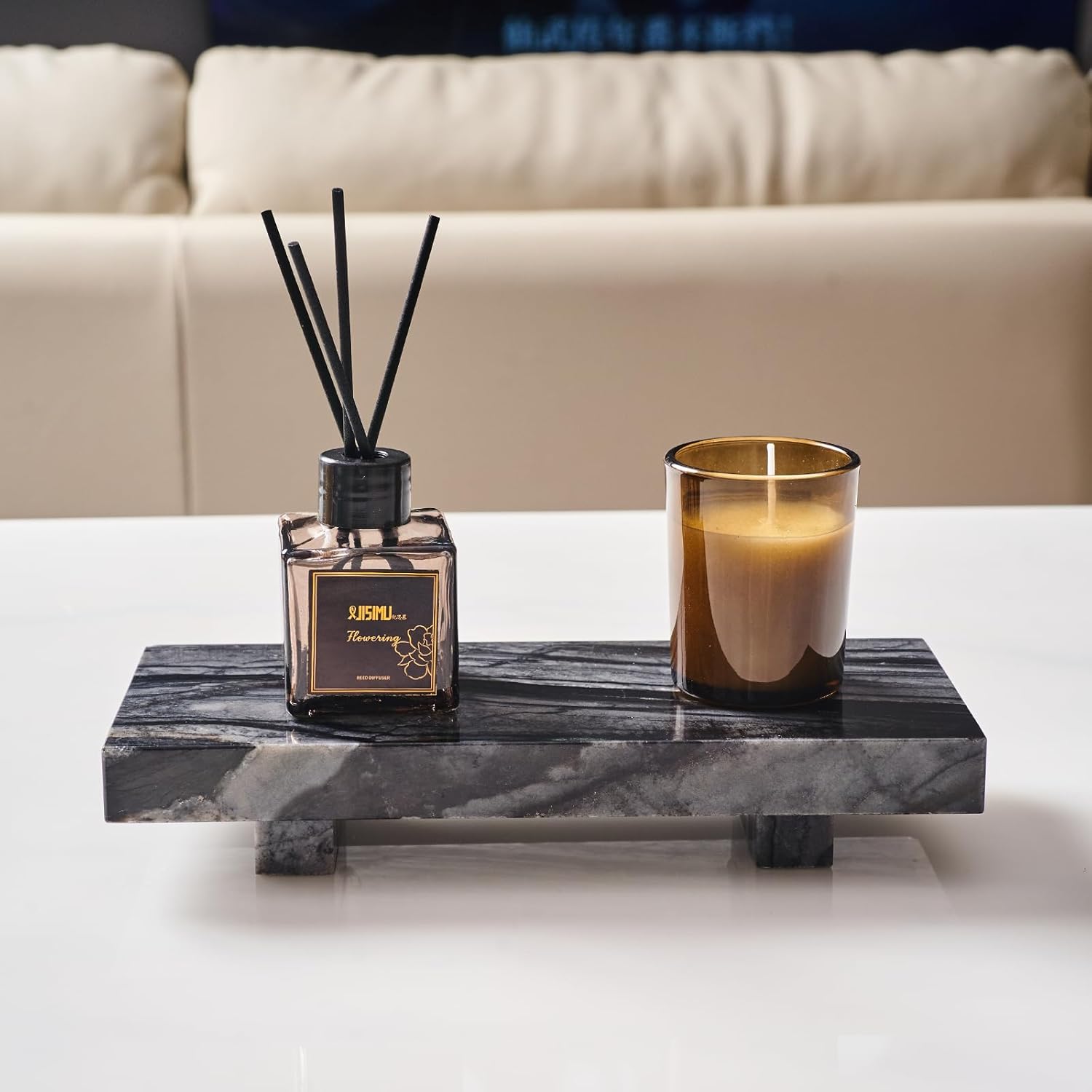 Natural Marble Pedestal Stand for Home Decor