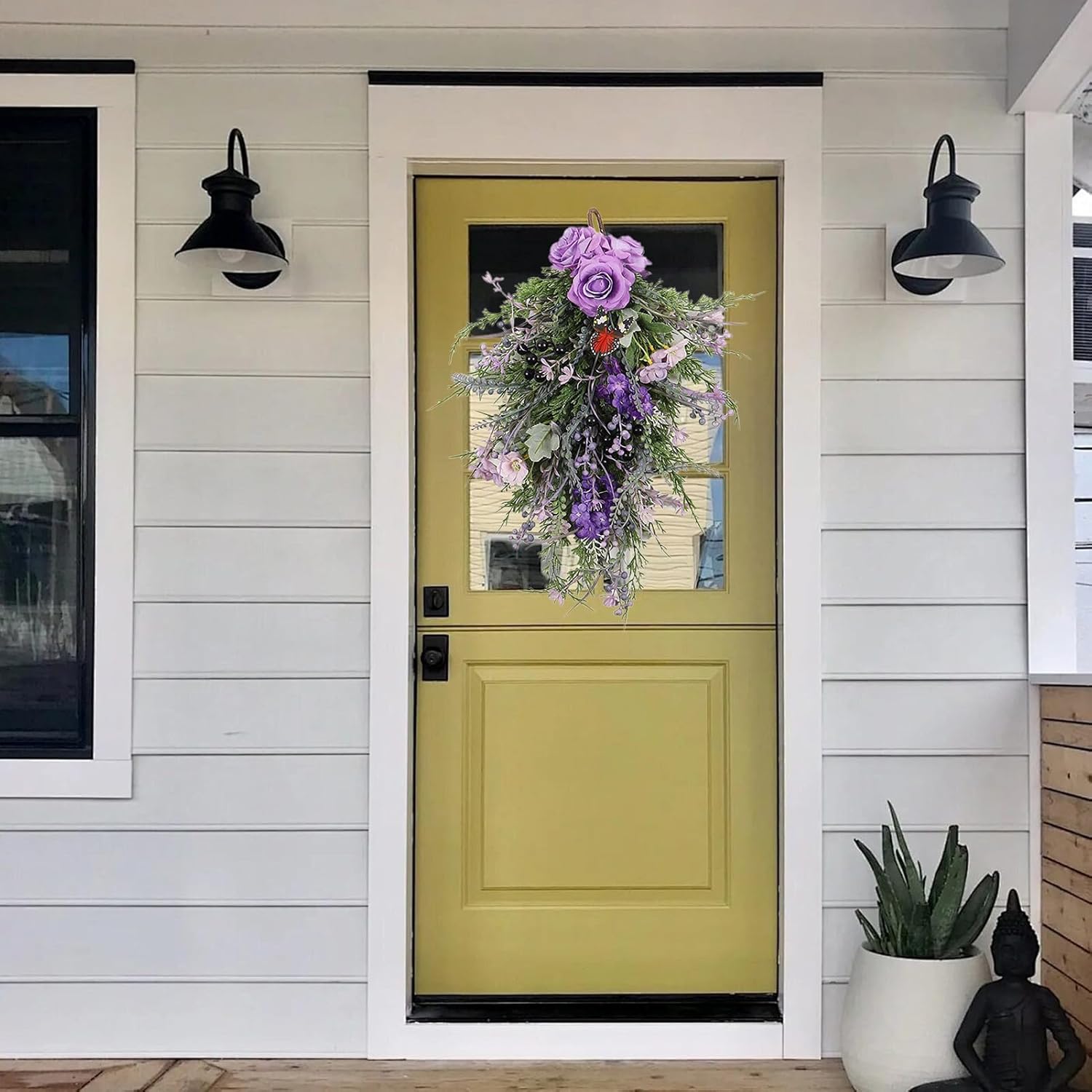 Floral Teardrop Swag Wreath for Front Door